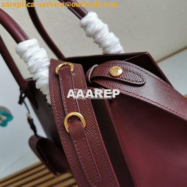 Replica Prada Monochrome Wine Saffiano Leather Bag 8