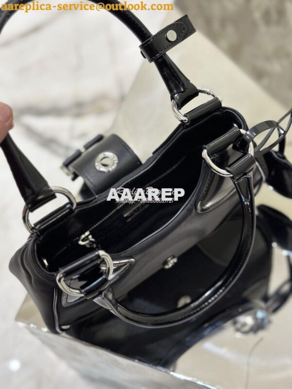 Replica Prada Moon Re-Nylon and leather bag 1BA381 Black 12