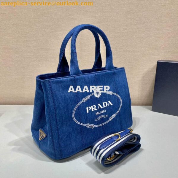 Replica Prada 1BG439 Denim Tote bag Blue 4