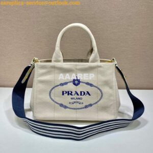 Replica Prada 1BG439 Denim Tote bag White