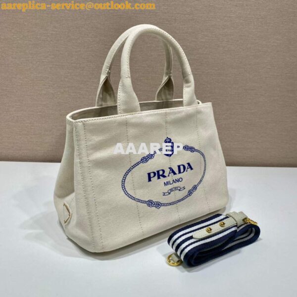 Replica Prada 1BG439 Denim Tote bag White 4