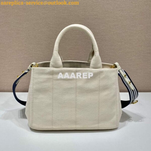 Replica Prada 1BG439 Denim Tote bag White 5