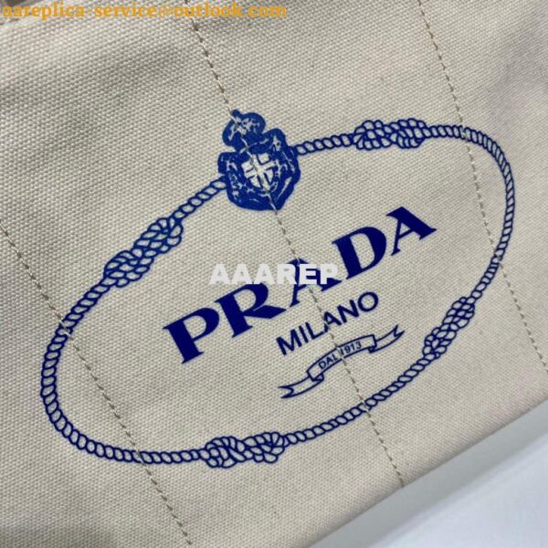 Replica Prada 1BG439 Denim Tote bag White 6