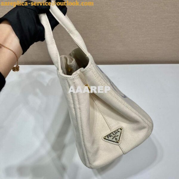 Replica Prada 1BG439 Denim Tote bag White 8