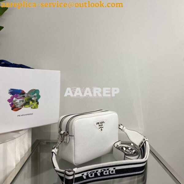 Replica Prada New Medium Camera leather bag 1BH082 White 4