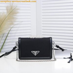 Replica Prada Nylon And Leather Mini-bag 1BP019 Black