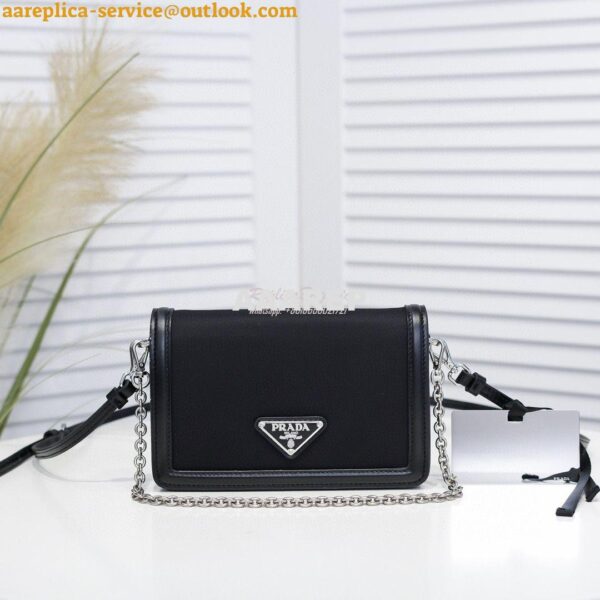 Replica Prada Nylon And Leather Mini-bag 1BP019 Black 3