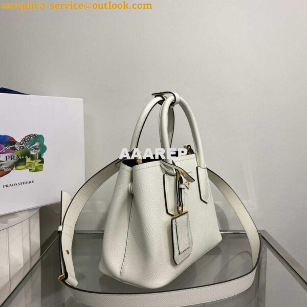 Replica Prada 1BG443 Prada Double Saffiano leather mini bag White 4