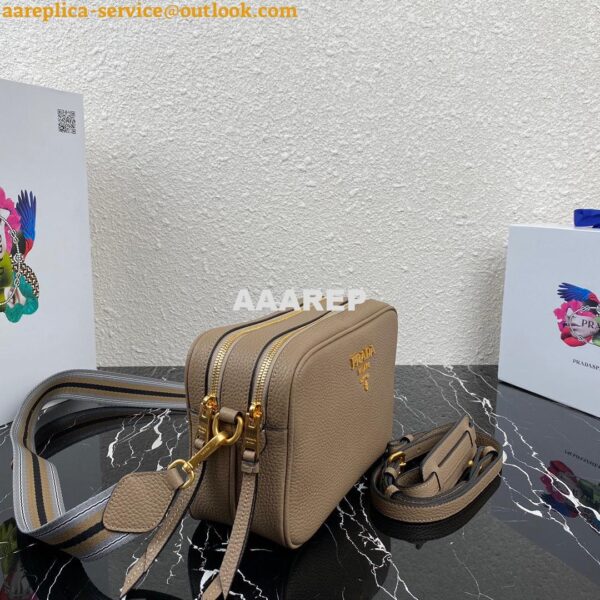 Replica Prada 1BH082 Leather bag with shoulder strap Apricot Gold 4