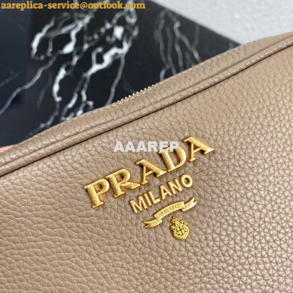 Replica Prada 1BH082 Leather bag with shoulder strap Apricot Gold 5