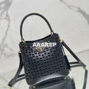 Replica Prada Panier leather mini-bag with cut-out motif 1BA217 Black 2