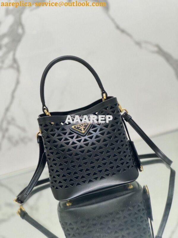 Replica Prada Panier leather mini-bag with cut-out motif 1BA217 Black 4