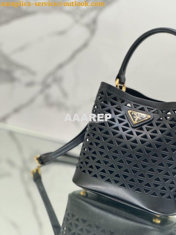 Replica Prada Panier leather mini-bag with cut-out motif 1BA217 Black 6