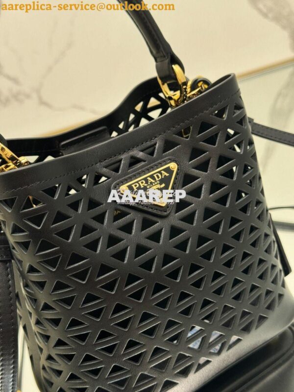 Replica Prada Panier leather mini-bag with cut-out motif 1BA217 Black 9