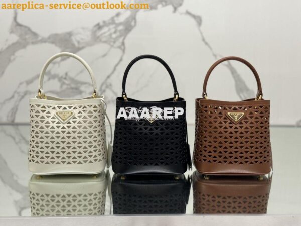 Replica Prada Panier leather mini-bag with cut-out motif 1BA217 Caramel 3