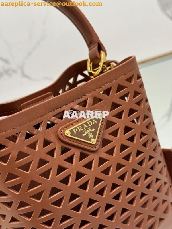 Replica Prada Panier leather mini-bag with cut-out motif 1BA217 Caramel 8