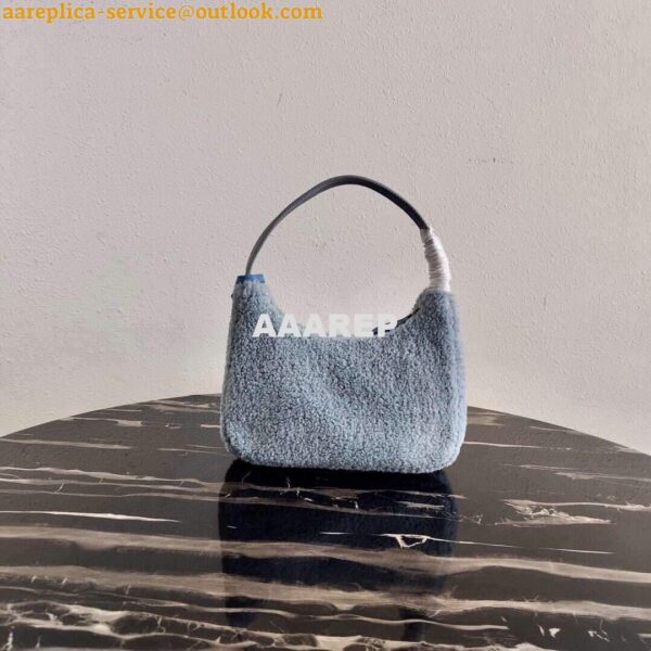 Replica Prada 1NE515 Re Edition 2000 Shearling Mini Bag Blue 4