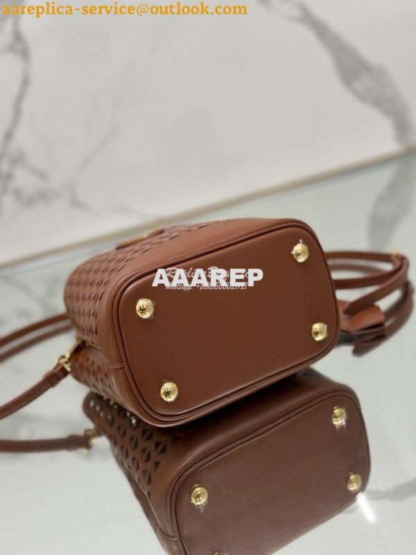 Replica Prada Panier leather mini-bag with cut-out motif 1BA217 Caramel 15