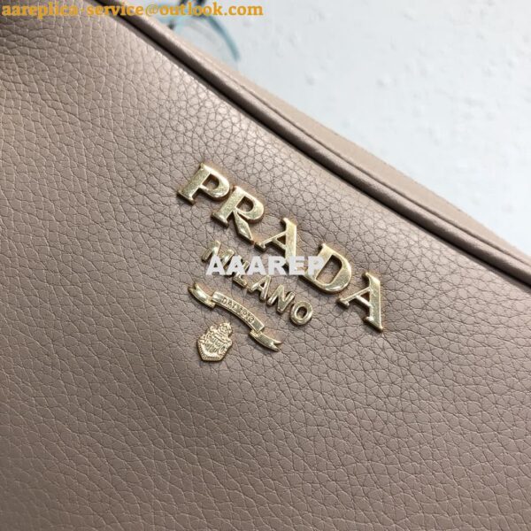 Replica Prada 1BH082 Leather bag with shoulder strap Light Pink Gold 5