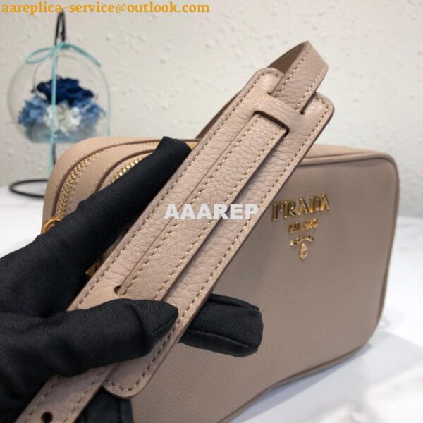 Replica Prada 1BH082 Leather bag with shoulder strap Light Pink Gold 7