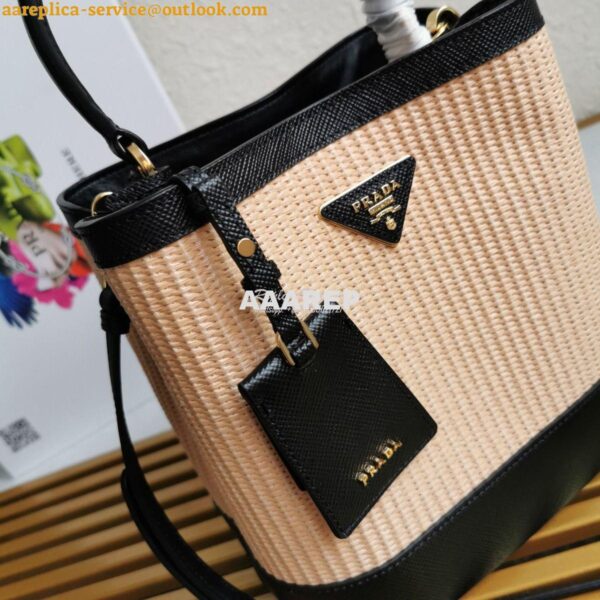 Replica Prada Panier Medium Straw Bag 1ba212 Black 5