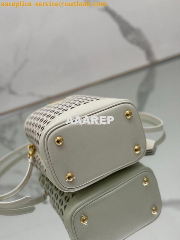 Replica Prada Panier leather mini-bag with cut-out motif 1BA217 White 16