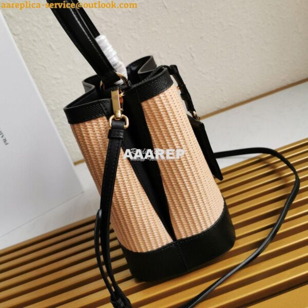 Replica Prada Panier Medium Straw Bag 1ba212 Black 6