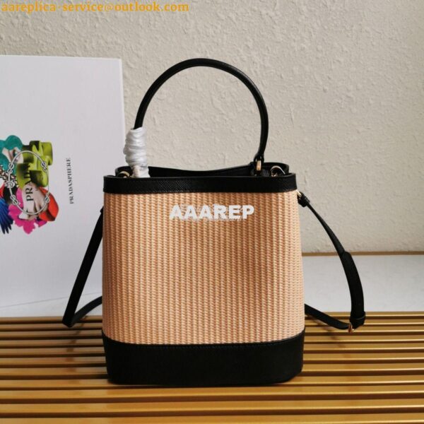 Replica Prada Panier Medium Straw Bag 1ba212 Black 10