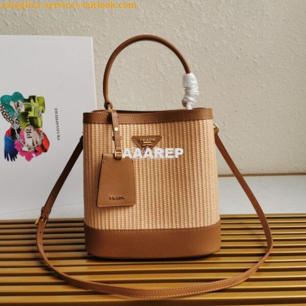 Replica Prada Panier Medium Straw Bag 1ba212 Cognac 3