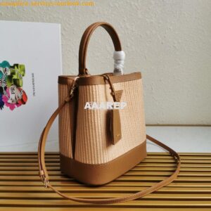 Replica Prada Panier Medium Straw Bag 1ba212 Cognac 2