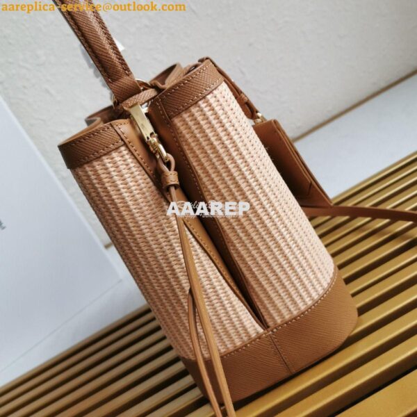 Replica Prada Panier Medium Straw Bag 1ba212 Cognac 5