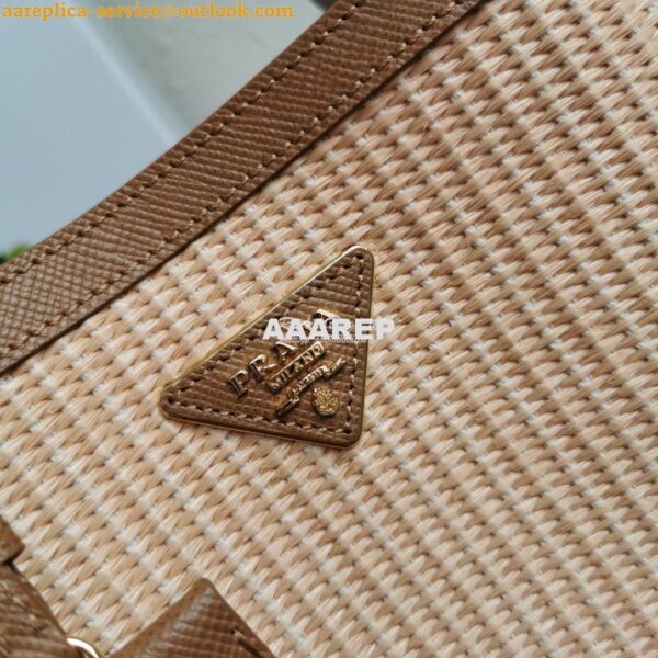 Replica Prada Panier Medium Straw Bag 1ba212 Cognac 6