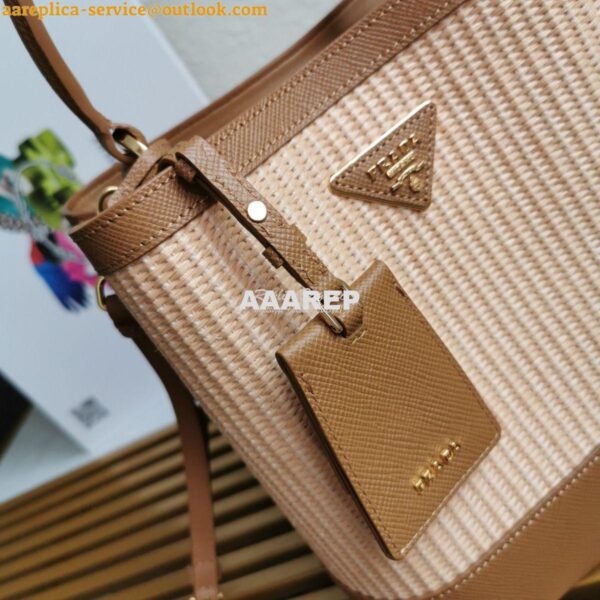 Replica Prada Panier Medium Straw Bag 1ba212 Cognac 7