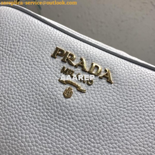 Replica Prada 1BH082 Leather bag with shoulder strap White Gold 6