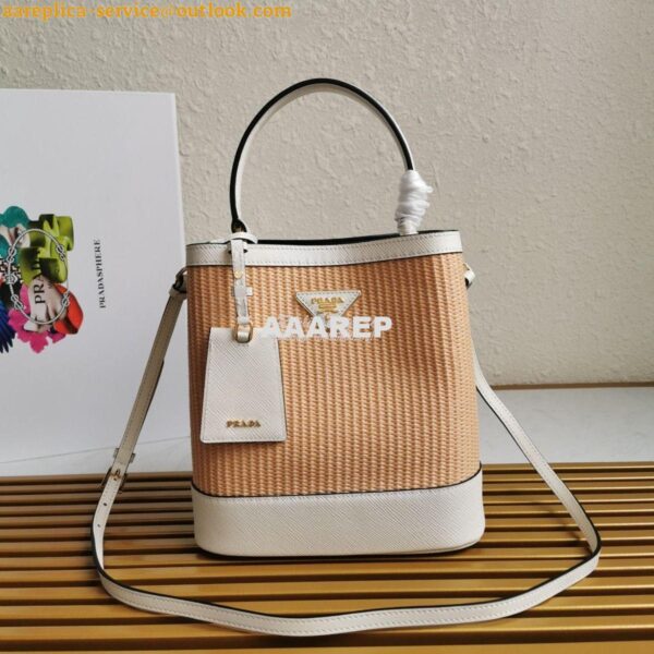 Replica Prada Panier Medium Straw Bag 1ba212 White 3