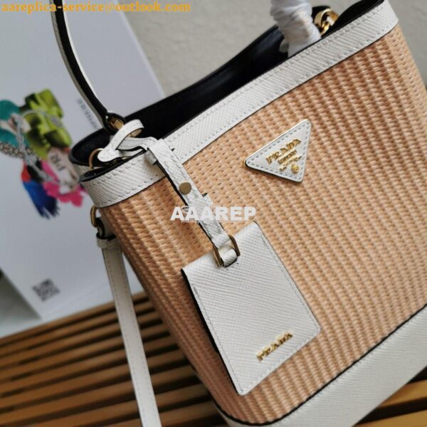 Replica Prada Panier Medium Straw Bag 1ba212 White 6