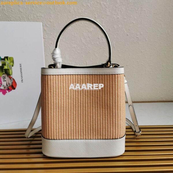 Replica Prada Panier Medium Straw Bag 1ba212 White 10