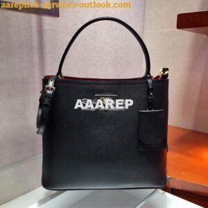 Replica Prada Panier Saffiano Leather Bag 1BA211 Black