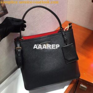 Replica Prada Panier Saffiano Leather Bag 1BA211 Black 2