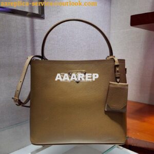 Replica Prada Panier Saffiano Leather Bag 1BA211 Brown 2