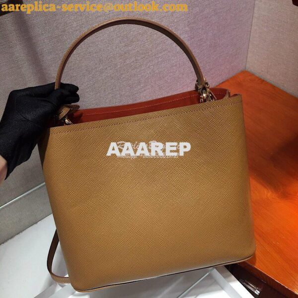 Replica Prada Panier Saffiano Leather Bag 1BA211 Brown 9