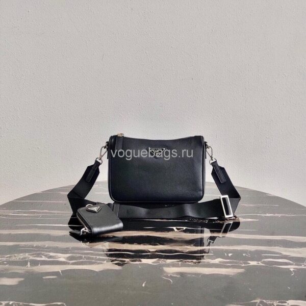 Replica Prada 2VH113 Saffiano Leather Shoulder Bag in Black 3