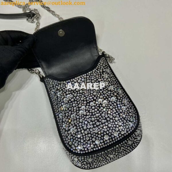 Replica Prada 1BH185 Mini Cleo satin bag with crystals Black 6