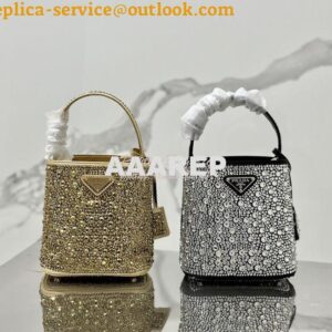 Replica Prada Panier Satin Bag With Crystals 1BA373 Metal