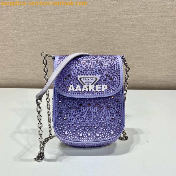 Replica Prada 1BH185 Mini Cleo satin bag with crystals Purple 3