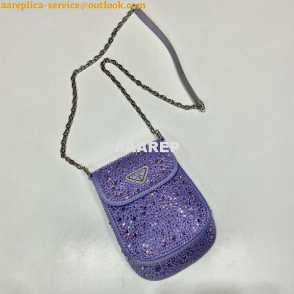 Replica Prada 1BH185 Mini Cleo satin bag with crystals Purple 5