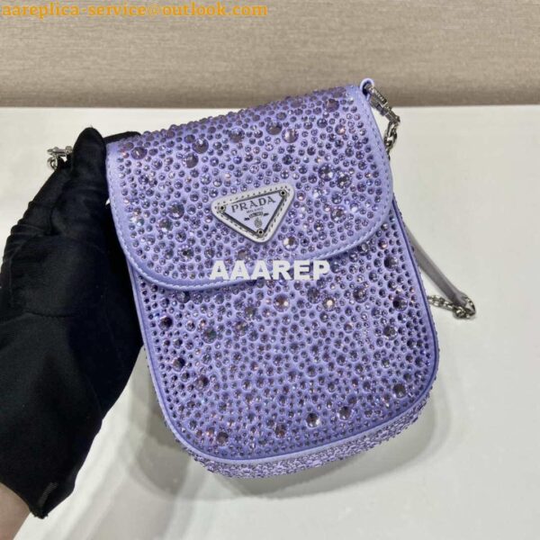 Replica Prada 1BH185 Mini Cleo satin bag with crystals Purple 6