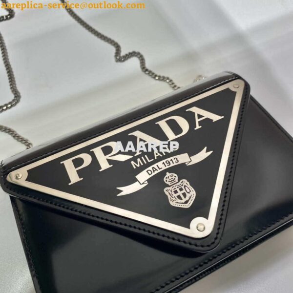 Replica Prada 1BH189 Brushed leather shoulder bag Black