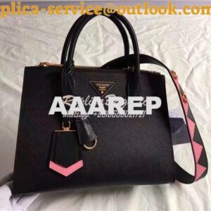 Replica Prada Paradigme Black Bag with pink luggage tag 1ba102 1ba103