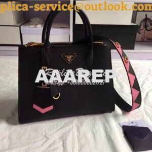 Replica Prada Paradigme Black Bag with pink luggage tag 1ba102 1ba103 2